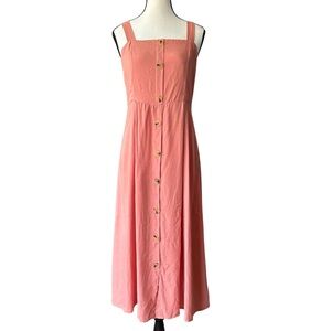 Grace & Co. CoralButton-Front Smocked Midi Dress - 100% Rayon